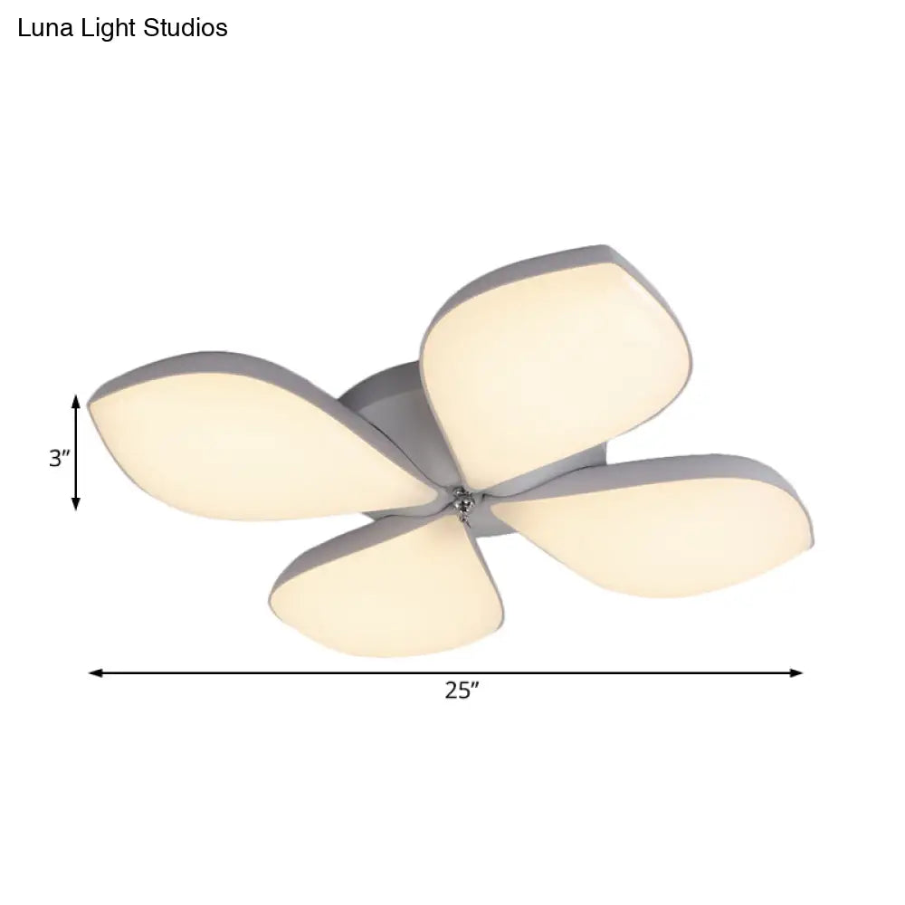 Nordic Petal Acrylic Flush Mount Light Fixture For Bedroom Ceiling - 3/4/5 Heads White