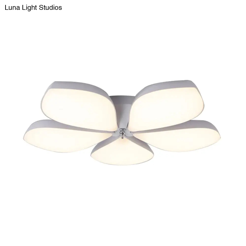 Nordic Petal Acrylic Flush Mount Light Fixture For Bedroom Ceiling - 3/4/5 Heads White