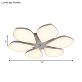 Nordic Petal Acrylic Flush Mount Light Fixture For Bedroom Ceiling - 3/4/5 Heads White