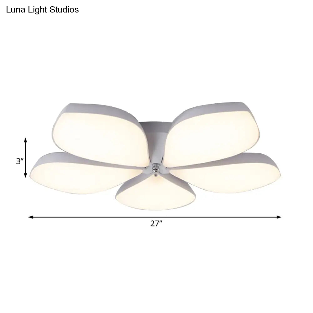Nordic Petal Acrylic Flush Mount Light Fixture For Bedroom Ceiling - 3/4/5 Heads White