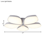 Nordic Petal Acrylic Flush Mount Light Fixture For Bedroom Ceiling - 3/4/5 Heads White