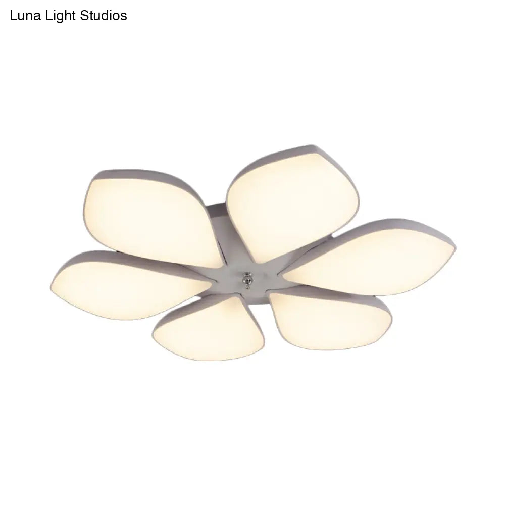 Nordic Petal Acrylic Flush Mount Light Fixture For Bedroom Ceiling - 3/4/5 Heads White