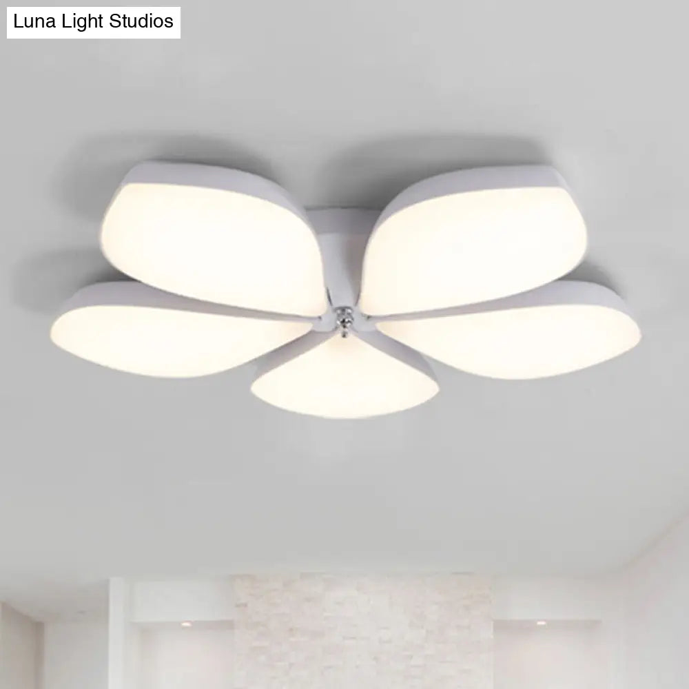 Nordic Petal Acrylic Flush Mount Light Fixture For Bedroom Ceiling - 3/4/5 Heads White