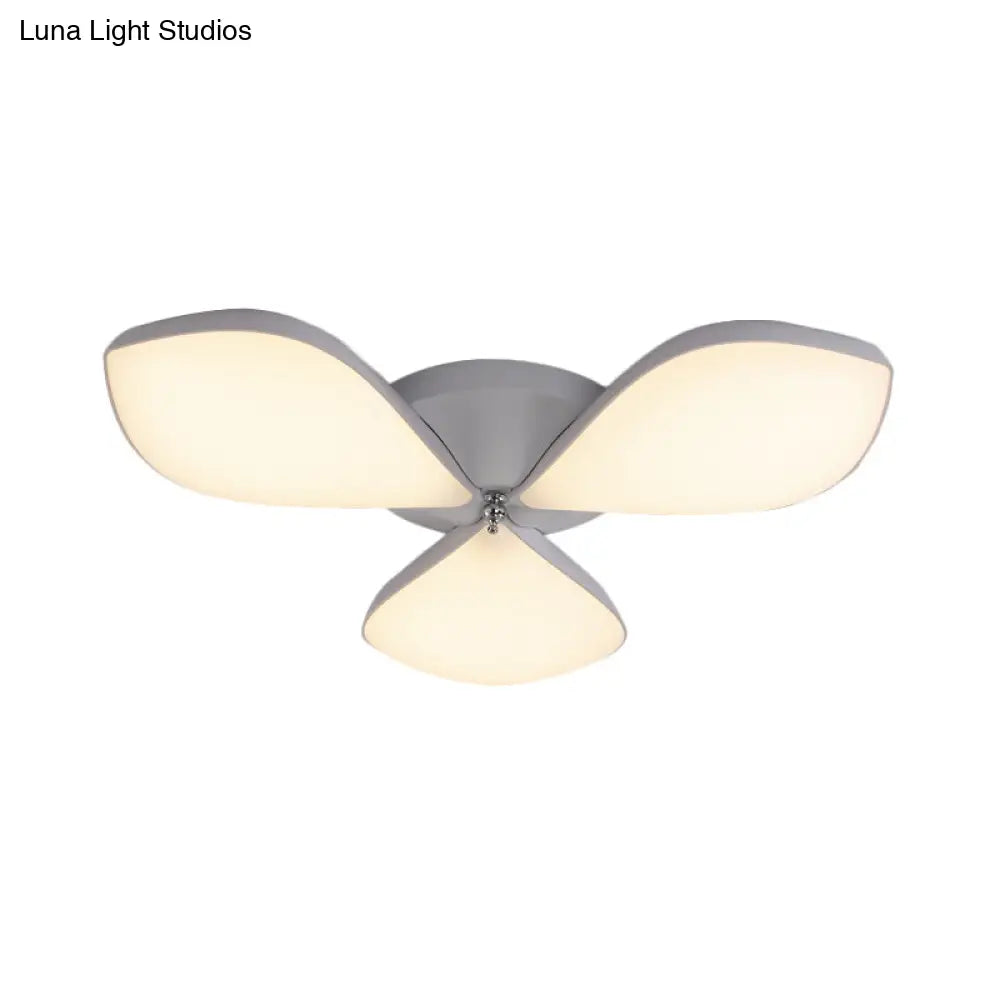 Nordic Petal Acrylic Flush Mount Light Fixture For Bedroom Ceiling - 3/4/5 Heads White