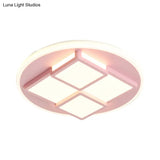 Nordic Pink/White Led Ceiling Light For Bedroom - Square Acrylic Flush Mount