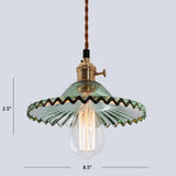 Nordic Radial Wave Glass Pendant Light - 1-Light Ceiling Fixture For Dining Room Green