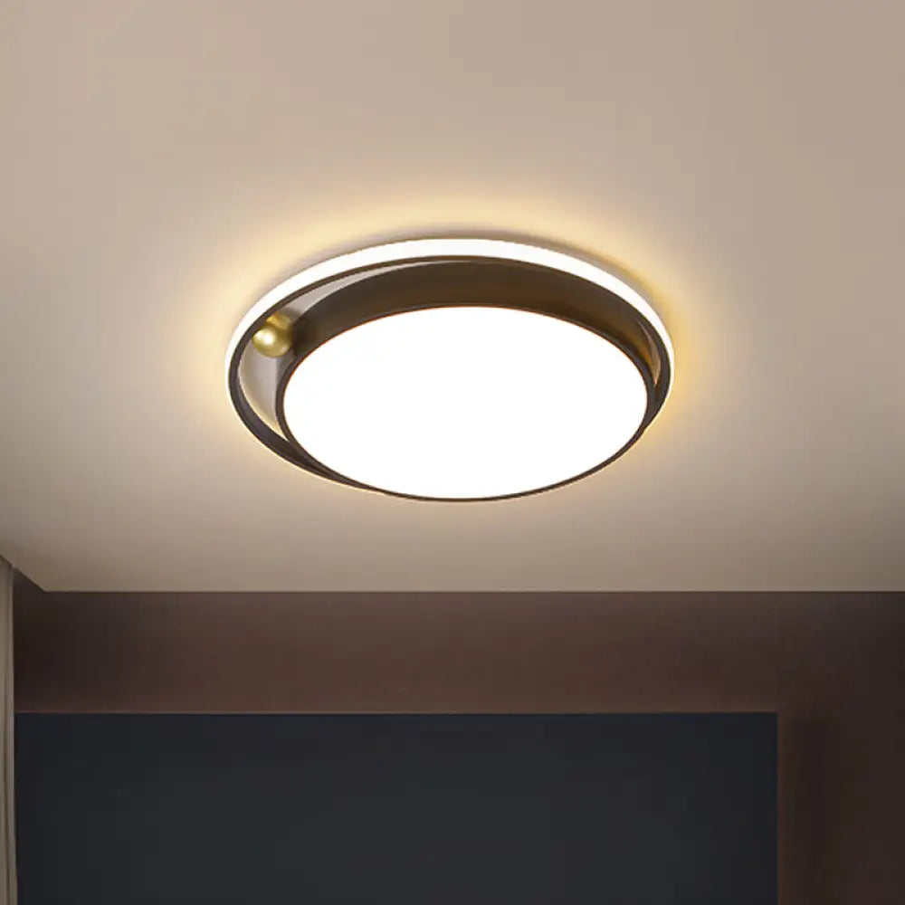 Nordic Round Acrylic Flush Mount Led Light Fixture - 16’/19.5’ Wide Black For Bedroom / 16’