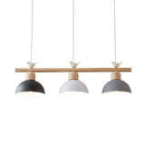 Nordic Shaded Hanging Island Light Metal Pendant With Bird Decor - 3-Head Dining Room Drop