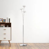 Nordic Silver Crystal Bead Floor Light For Living Room - 3/5-Bulb Standing Lighting 3 /