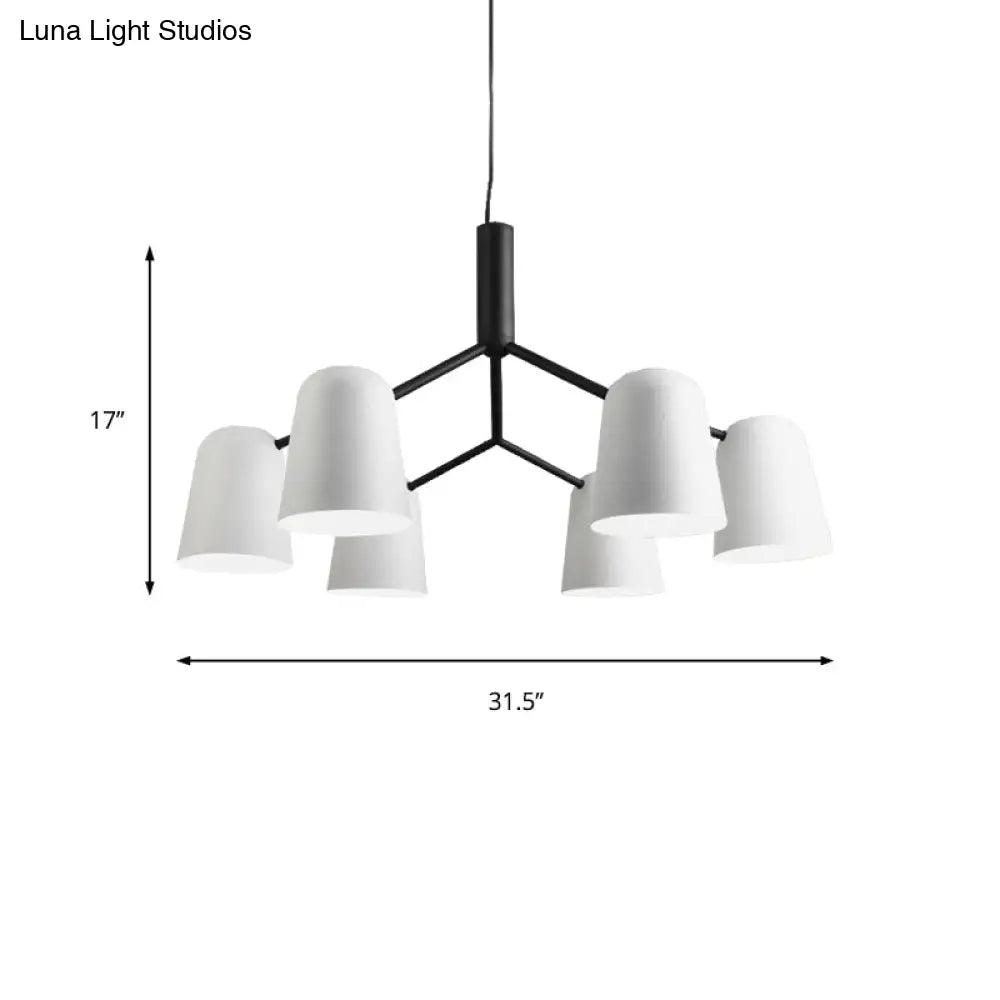 Nordic Simple Pendant Light: Iron Bell Shade Chandelier For Study Room - Black & White