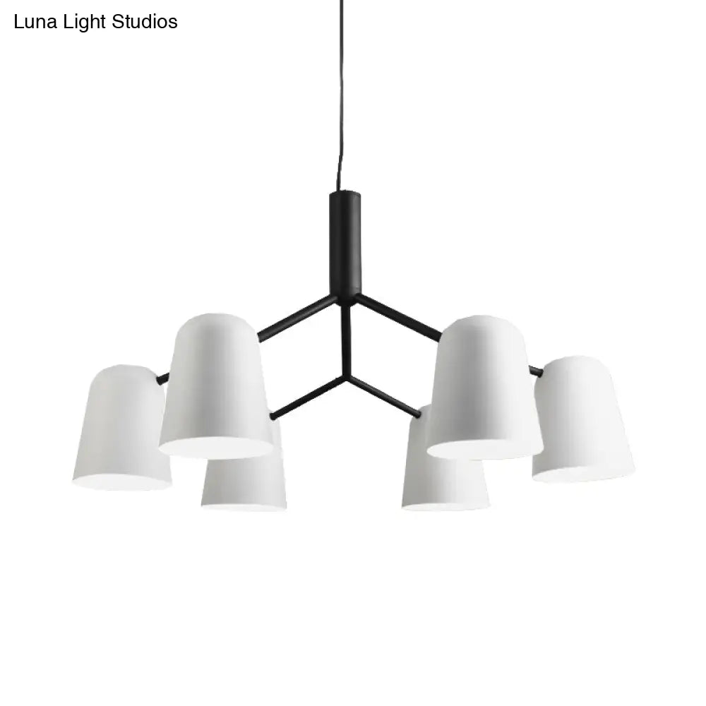 Nordic Simple Pendant Light: Iron Bell Shade Chandelier For Study Room - Black & White