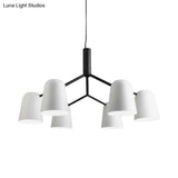 Nordic Simple Pendant Light: Iron Bell Shade Chandelier For Study Room - Black & White