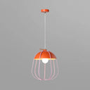 Nordic Single Pendant Light With Wire Guard In Black Blue Or Orange