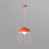 Nordic Single Pendant Light With Wire Guard In Black Blue Or Orange