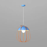 Nordic Single Pendant Light With Wire Guard In Black Blue Or Orange
