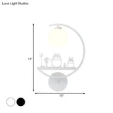 Nordic Single White/Black Finish Animals Metallic Wall Sconce Lighting With C-Arm