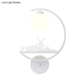 Nordic Single White/Black Finish Animals Metallic Wall Sconce Lighting With C-Arm