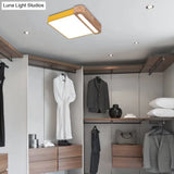 Nordic Square Acrylic Flush Light 12’/16’ Led Surface Ceiling Lamp In Grey/White/Red With Wood
