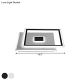 Nordic Square Ceiling Lamp In Black/White Clear Glass Led Bedroom Light Fixture 16.5’/20.5’