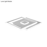 Nordic Square Ceiling Lamp In Black/White Clear Glass Led Bedroom Light Fixture 16.5’/20.5’