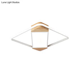 Nordic Square Ceiling Lamp - White Wood & Acrylic Flush Mount Light