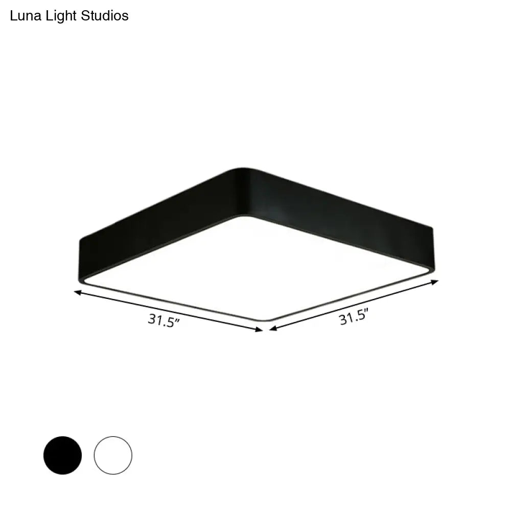 Nordic Square Flush Mount Lamp: Acrylic Led Ceiling Light For Office (Black/White