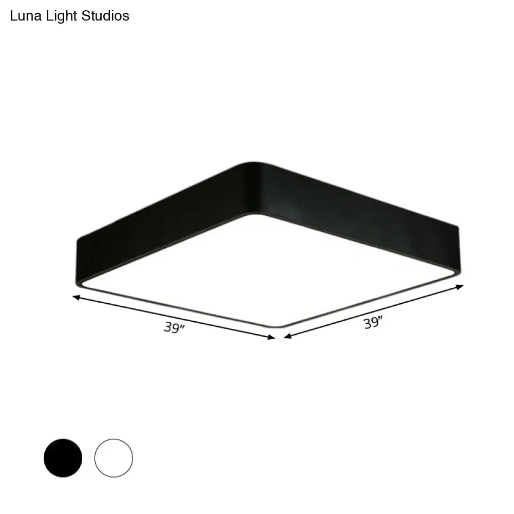 Nordic Square Flush Mount Lamp: Acrylic Led Ceiling Light For Office (Black/White