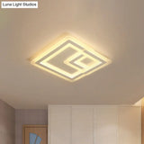 Nordic Square Led Flush Mount Lamp - Multiple Sizes Metal & Acrylic White Ceiling Light In