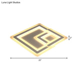 Nordic Square Led Flush Mount Lamp - Multiple Sizes Metal & Acrylic White Ceiling Light In