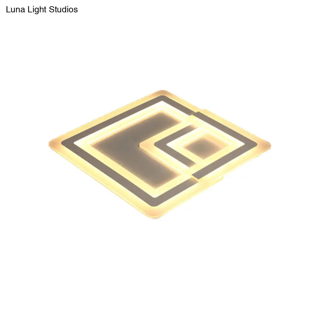 Nordic Square Led Flush Mount Lamp - Multiple Sizes Metal & Acrylic White Ceiling Light In