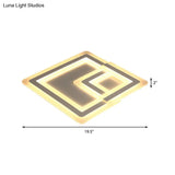 Nordic Square Led Flush Mount Lamp - Multiple Sizes Metal & Acrylic White Ceiling Light In