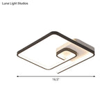 Nordic Squared Flush Lighting Slim Acrylic Led Ceiling Mount - 16.5’/20.5’ W White/Black
