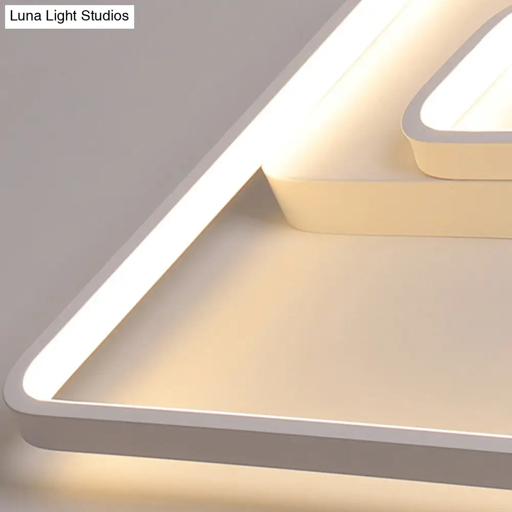 Nordic Squared Flush Lighting Slim Acrylic Led Ceiling Mount - 16.5’/20.5’ W White/Black