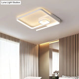Nordic Squared Flush Lighting Slim Acrylic Led Ceiling Mount - 16.5’/20.5’ W White/Black