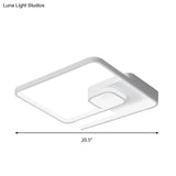 Nordic Squared Flush Lighting Slim Acrylic Led Ceiling Mount - 16.5’/20.5’ W White/Black