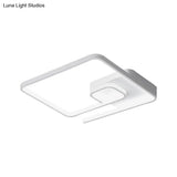 Nordic Squared Flush Lighting Slim Acrylic Led Ceiling Mount - 16.5’/20.5’ W White/Black