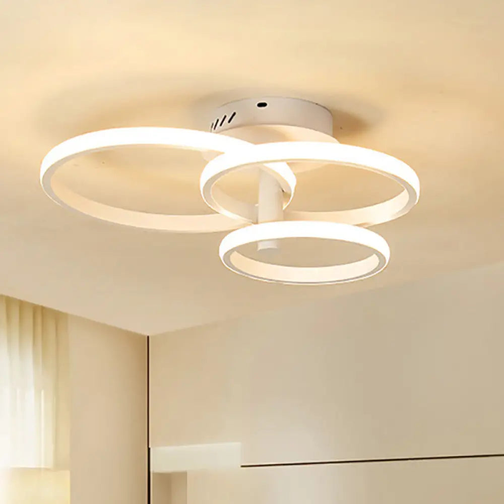 Nordic Stacked Ring Ceiling Light - Acrylic Brown/White Led 23.5’/19.5’ Wide Warm/White White /