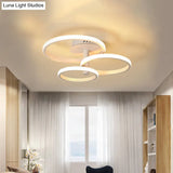 Nordic Stacked Ring Ceiling Light - Acrylic Brown/White Led 23.5’/19.5’ Wide Warm/White