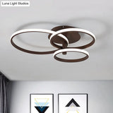 Nordic Stacked Ring Ceiling Light - Acrylic Brown/White Led 23.5’/19.5’ Wide Warm/White