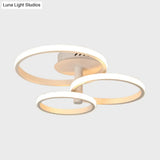 Nordic Stacked Ring Ceiling Light - Acrylic Brown/White Led 23.5’/19.5’ Wide Warm/White