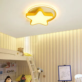 Nordic Star Led Flush Mount Ceiling Light With Acrylic Ring For Kids Room