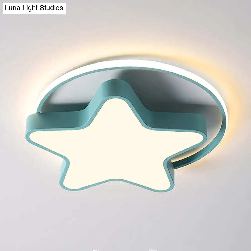 Nordic Star Led Flush Mount Ceiling Light With Acrylic Ring For Kids Room Green / 18 Warm