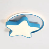 Nordic Star Led Flush Mount Ceiling Light With Acrylic Ring For Kid’s Room Blue / 18’ Warm