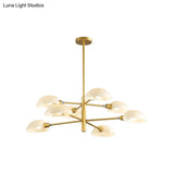 Nordic Style 1/2 Tiers Chandelier With Spoon Shade - Metal Ceiling Light (4/6/8 Lights) Black/Gold