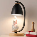 Nordic Style 1-Bulb Metallic Desk Lamp With Bell Shade White/Black Finish And Girl Decor Black