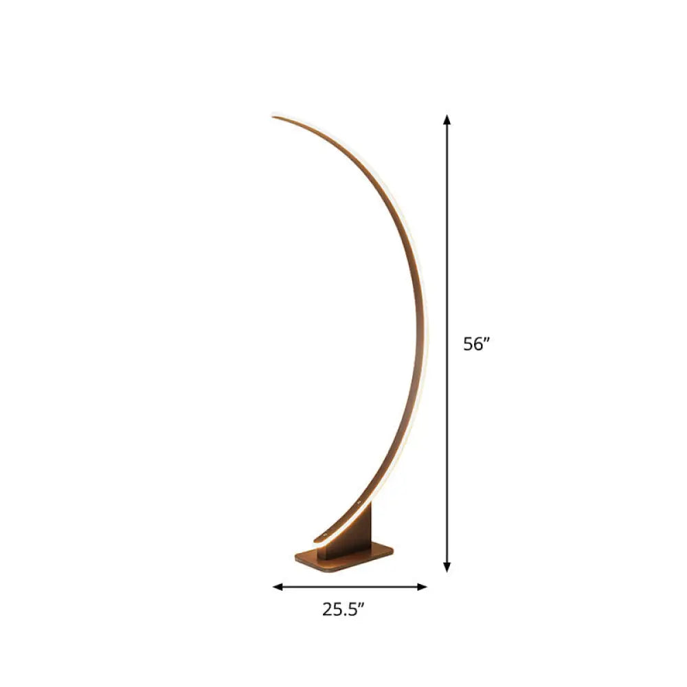 Nordic Style Bedside Led Standing Light With Metallic Curved Floor Lighting
