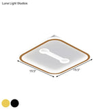 Nordic Style Black/Gold Metallic Squared Flushmount Ceiling Light Led Warm/White 16’/19.5’ Width