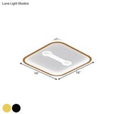 Nordic Style Black/Gold Metallic Squared Flushmount Ceiling Light Led Warm/White 16’/19.5’ Width