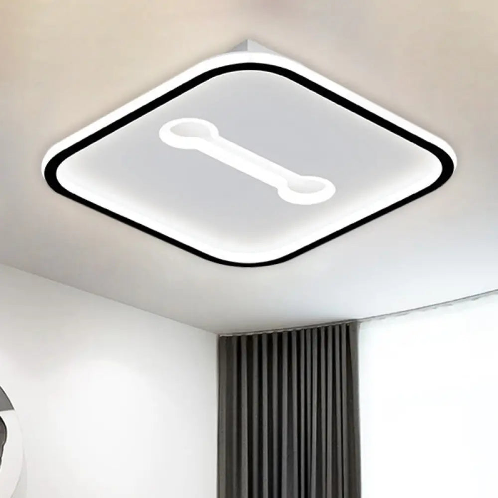 Nordic Style Black/Gold Metallic Squared Flushmount Ceiling Light Led Warm/White 16’/19.5’