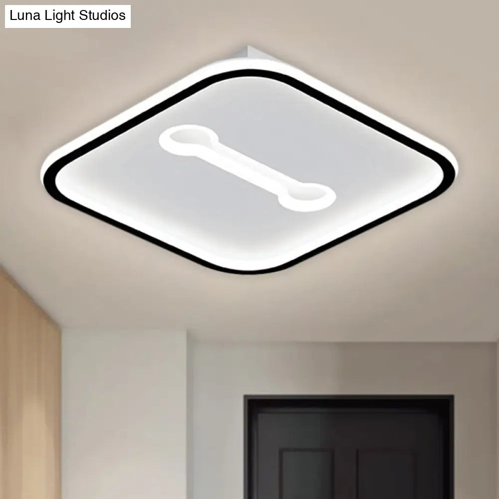 Nordic Style Black/Gold Metallic Squared Flushmount Ceiling Light Led Warm/White 16’/19.5’ Width